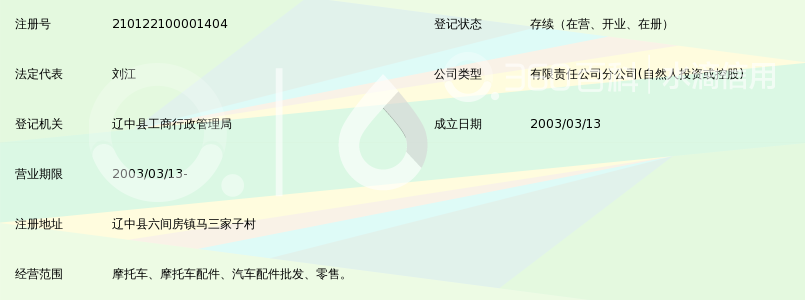 沈阳市辽中飞达摩托车销售一部